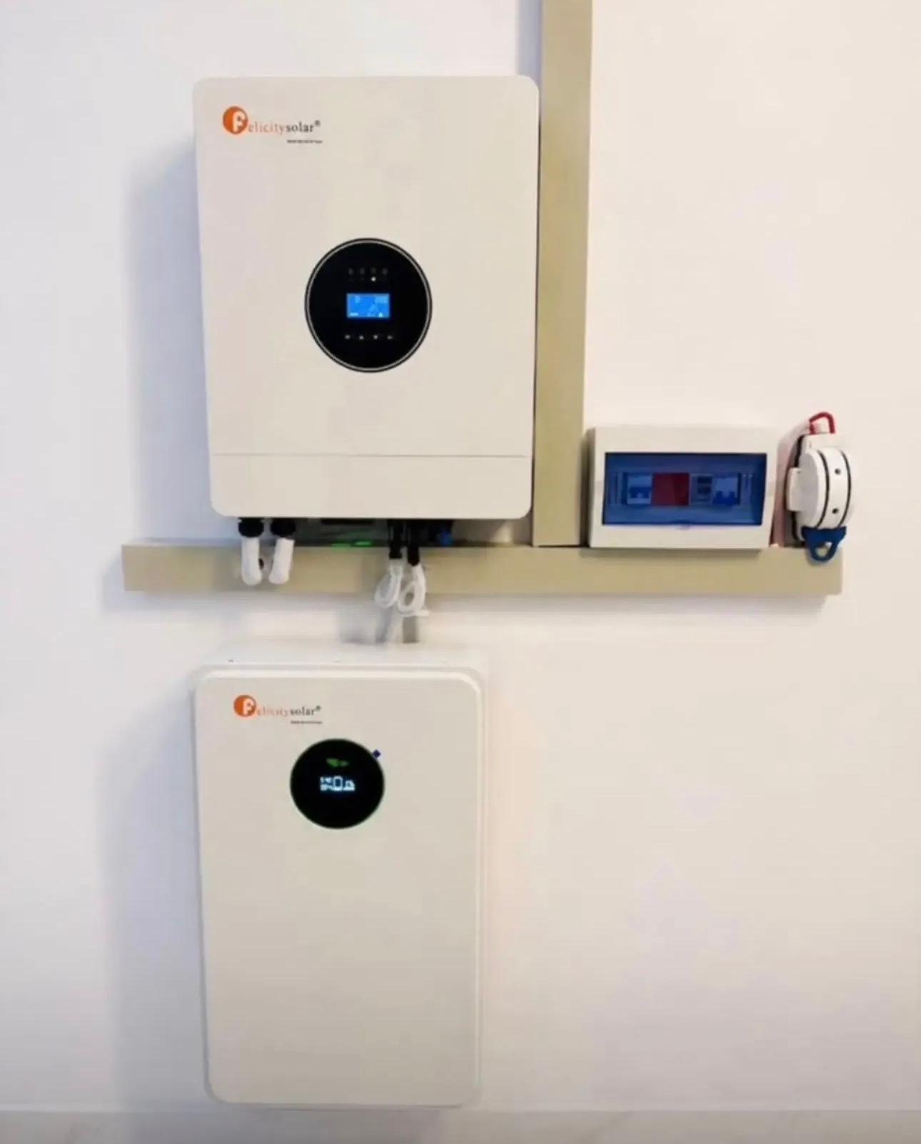 Felicity 5kW inverter with 5kWh lithium battery and six 520W solar panels