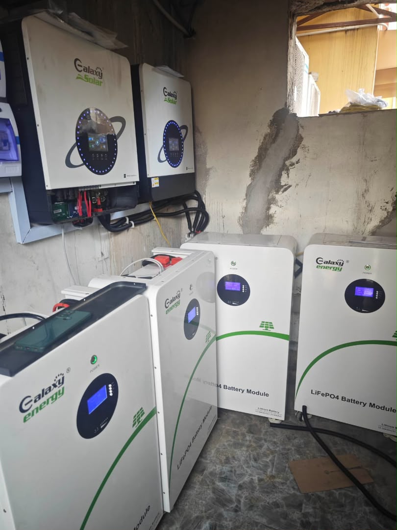 Galaxy 22kVA hybrid inverter with 64kWh lithium battery and 620W solar panels