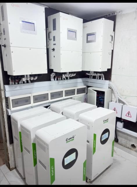 Galaxy 45kVA hybrid inverter with 96kWh lithium battery and 54 620W solar panels